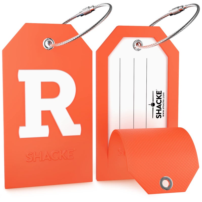 Shacke Initial Luggage Tag with Full Privacy Cover and Stainless Steel Loop â€“ (Letter R) - Image 2